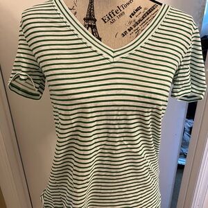 NWT Loft XS green/white striped tee